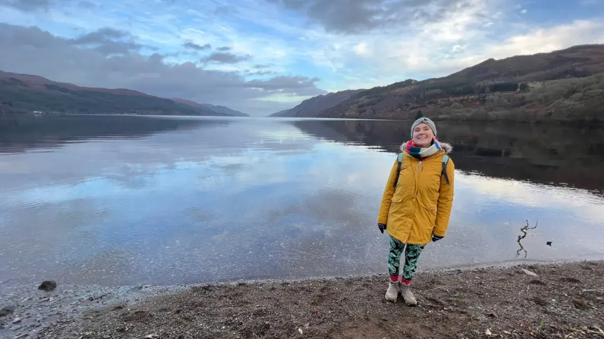 Kitty Sherwood by a lake