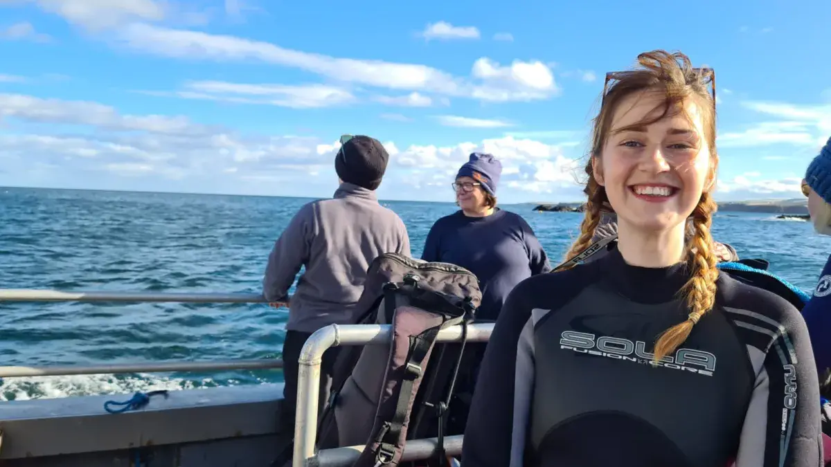 Holly Kerr on a boat