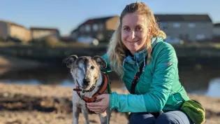 Dr Juliane Friedrich with dog