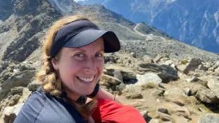 Dr Juliane Friedrich on a mountain