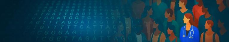 DNA code and graphic of people