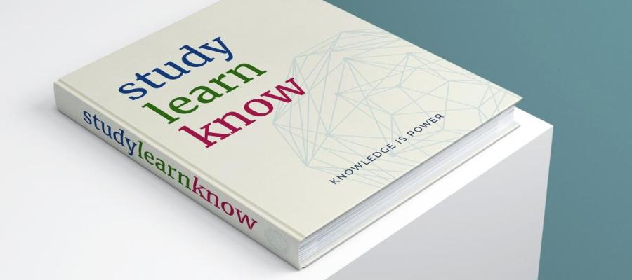 a book with a cover with " study learn know"