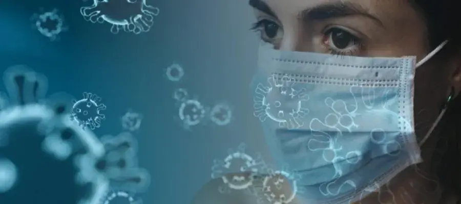 A person wearing a mask to protect from coronavirus
