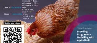 An image of chicken in the background with a qr code for signing up