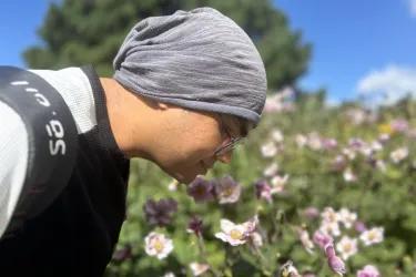 Tanmay and pink flowers