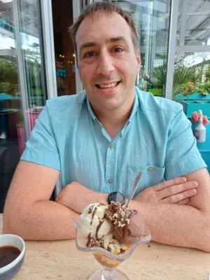 James and an ice cream