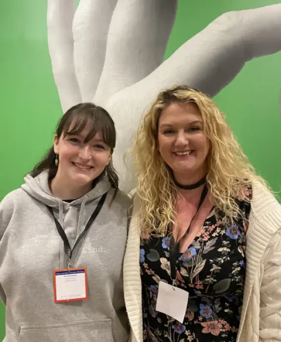 Generation Scotland volunteer Eva with Sarah Robertson, Young Person Engagement & Recruitment Coordinator, at the Dundee PPI Event