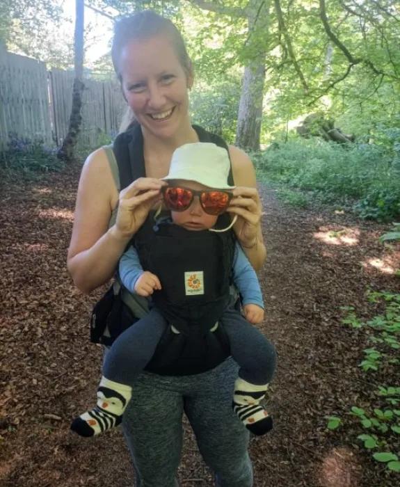 Lana and baby wearing sunglasses